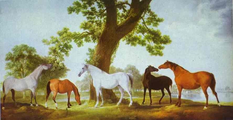George Stubbs Mares by an Oak-Tree